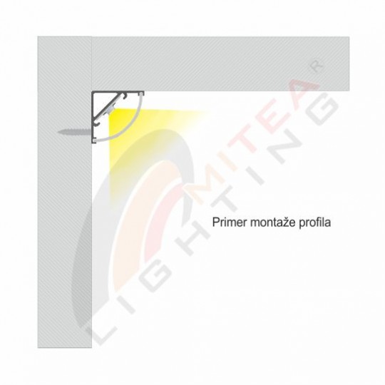 Aluminijumski profil za LED trake ugaoni M601A 2000x16x16mm set sa difuzerom — slika 4