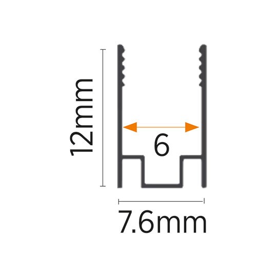 Aluminijumski profil za neon trake M76  7.6x12.1x2000mm set bez difuzora sivi nadgradni — slika 2