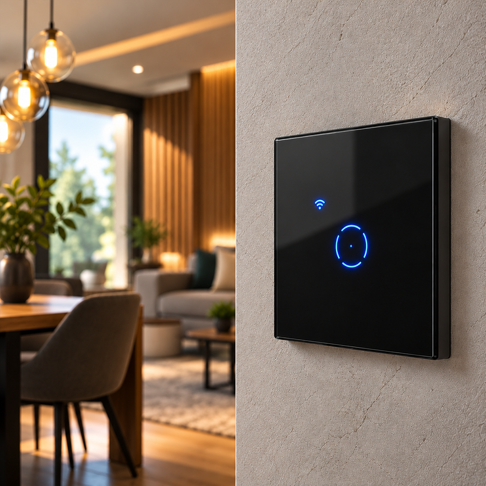 Prekidač pametni MS-701-1-C II crni TOUCH serijski  WiFi smart 10A 2.4GHZ — slika 1