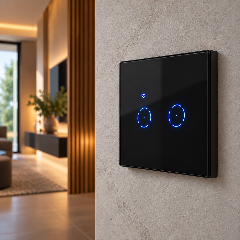 Prekidač pametni MS-701-2-C II crni TOUCH serijski  WiFi smart 10A 2.4GHZ — slika 1