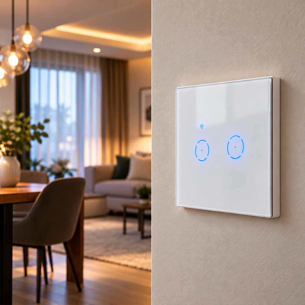 Prekidač pametni MS-701-2-W II bijeli TOUCH serijski WiFi smart 10A 2.4GHZ — slika 1